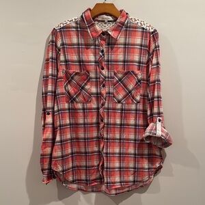 Eden & Olivia Pink, Blue and White Button Down Shirt